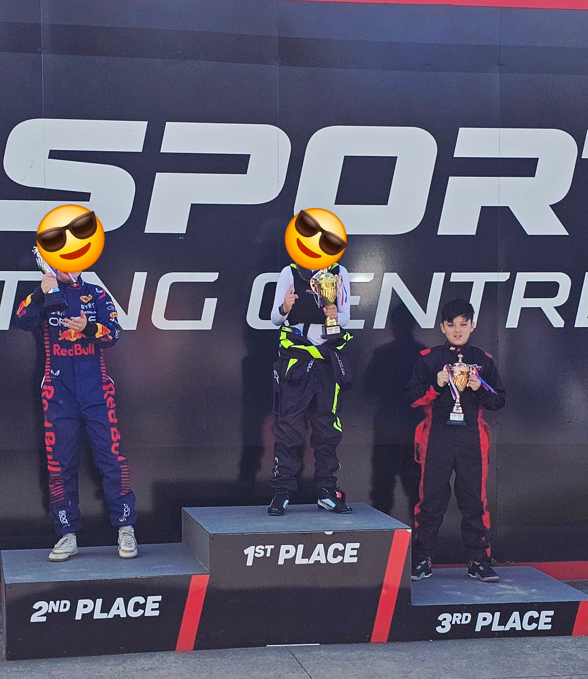 Carter celebrating a podium finish